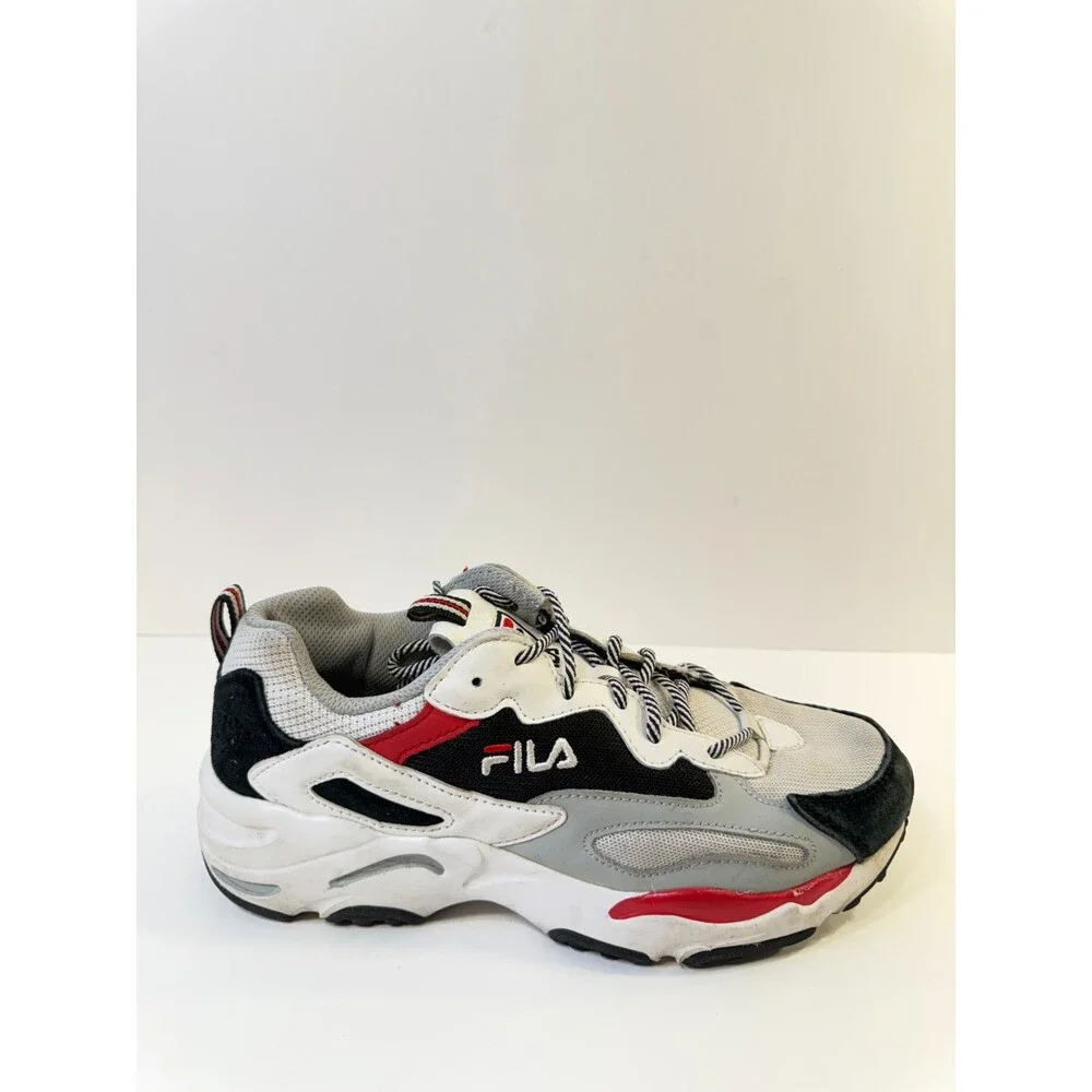 Fila Men's Ray Tracer Sneakers White/Black/Hi Rise Grey 8